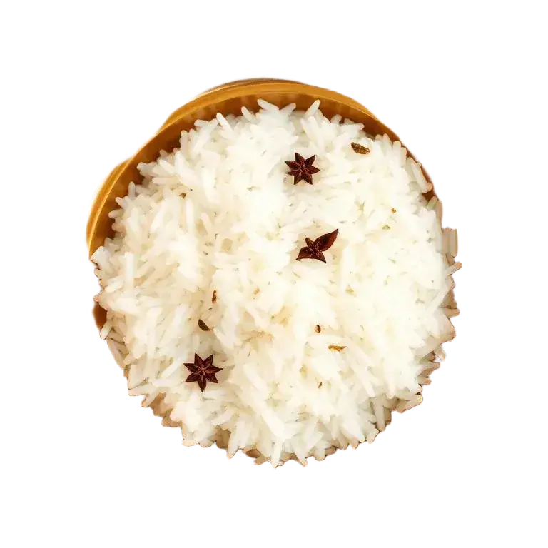 Jeera rice served on the Jain pure vegetarian thali in Patna